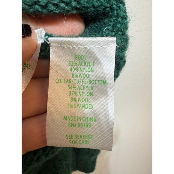 Lilly Pulitzer Green Cable Knit Puff Sleeve Sweater M Acrylic/Nylon/Wool Blend - Picture 6 of 6